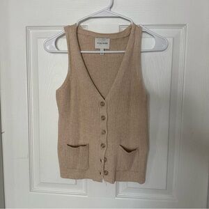 Pink Rose Women's Tan Sweater Vest Cardigan